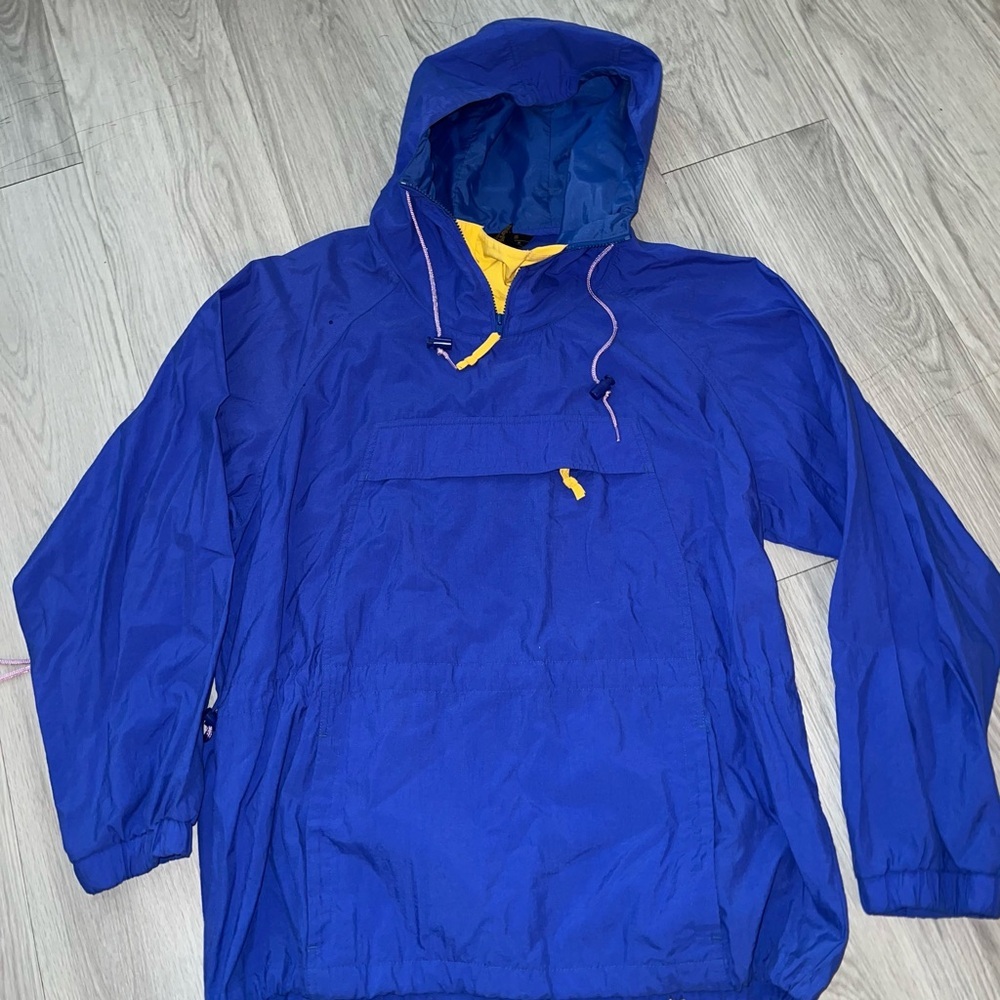 Eddie Bauer Windbreaker 1/4 Zip Pullover Jacket Sz L Y2K Blue